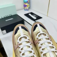 Chanel Women Sneakers Laminated Calfskin Suede Calfskin-Light Gold G46609