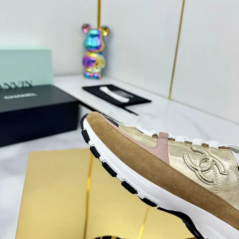 Chanel Women Sneakers Laminated Calfskin Suede Calfskin-Light Gold G46609