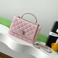 Chanel Women Wallet On Chain Lambskin Imitation Pearls Gold Metal-Pink