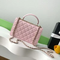Chanel Women Wallet On Chain Lambskin Imitation Pearls Gold Metal-Pink