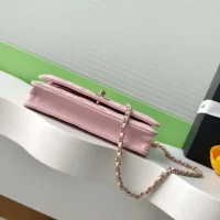Chanel Women Wallet On Chain Lambskin Imitation Pearls Gold Metal-Pink