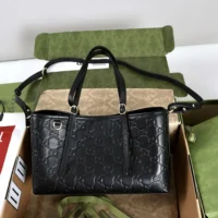 Gucci Women GG Emblem Medium Tote Bag-Black 815214