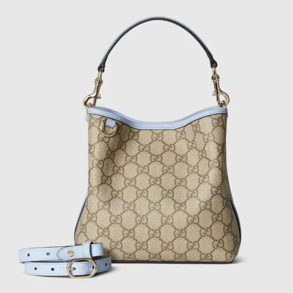 Gucci Women GG Emblem Small Bucket Bag-Light Blue 815118