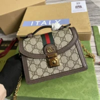 Gucci Women Ophidia Mini Top Handle Bag-Brown 696180