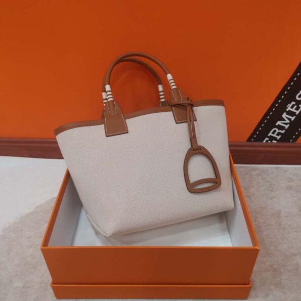 Hermes Unisex Steeple 25 Ecru Tote Bag-Brown H083611CKAE