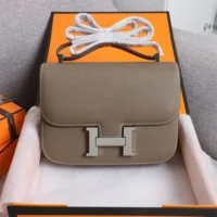 Hermes Women Constance 19 Bag Epsom Leather-Grey/Silver