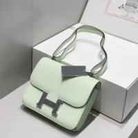 Hermes Women Constance 19 Bag Epsom Leather-Lime/Silver