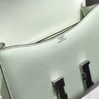 Hermes Women Constance 19 Bag Epsom Leather-Lime/Silver