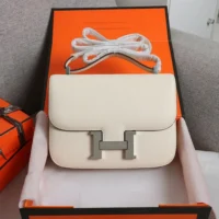 Hermes Women Constance 19 Bag Epsom Leather-White