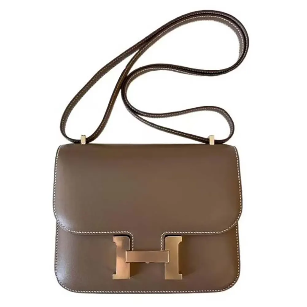Hermes Women Constance 24 Bag Box Leather-GrayGold (1) Hermes Women Constance 24 Bag Box Leather-Gray