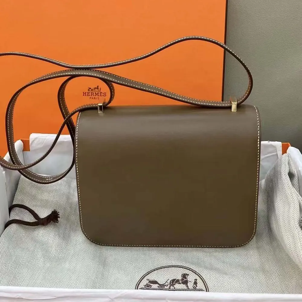 Hermes Women Constance 24 Bag Box Leather-GrayGold (4) Hermes Women Constance 24 Bag Box Leather-Gray/Gold