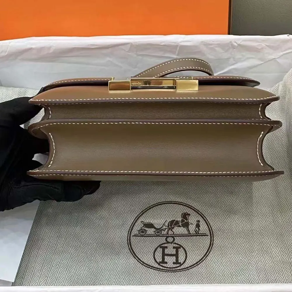 Hermes Women Constance 24 Bag Box Leather-GrayGold (6) Hermes Women Constance 24 Bag Box Leather-Gray/Gold