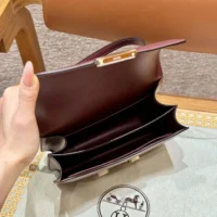 Hermes Women Constance 24 Bag Box Leather-Maroon/Silver