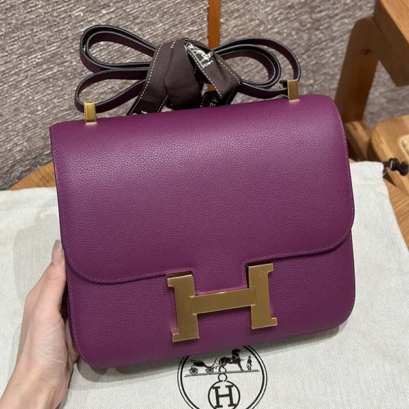 Hermes Women Constance 24 Bag Epsom Leather-Purple
