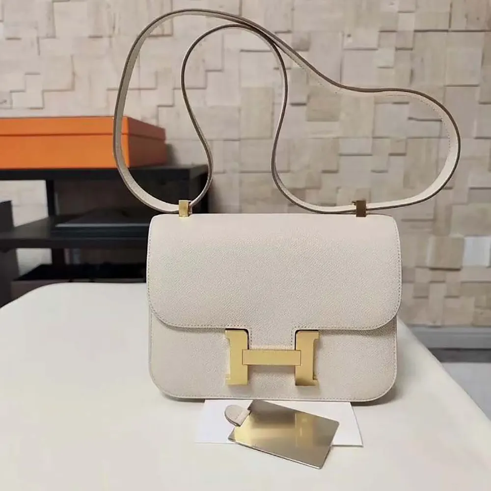 Hermes Women Constance 24 Bag Epsom Leather-WhiteGold (8) Hermes Women Constance 24 Bag Epsom Leather-White/Gold