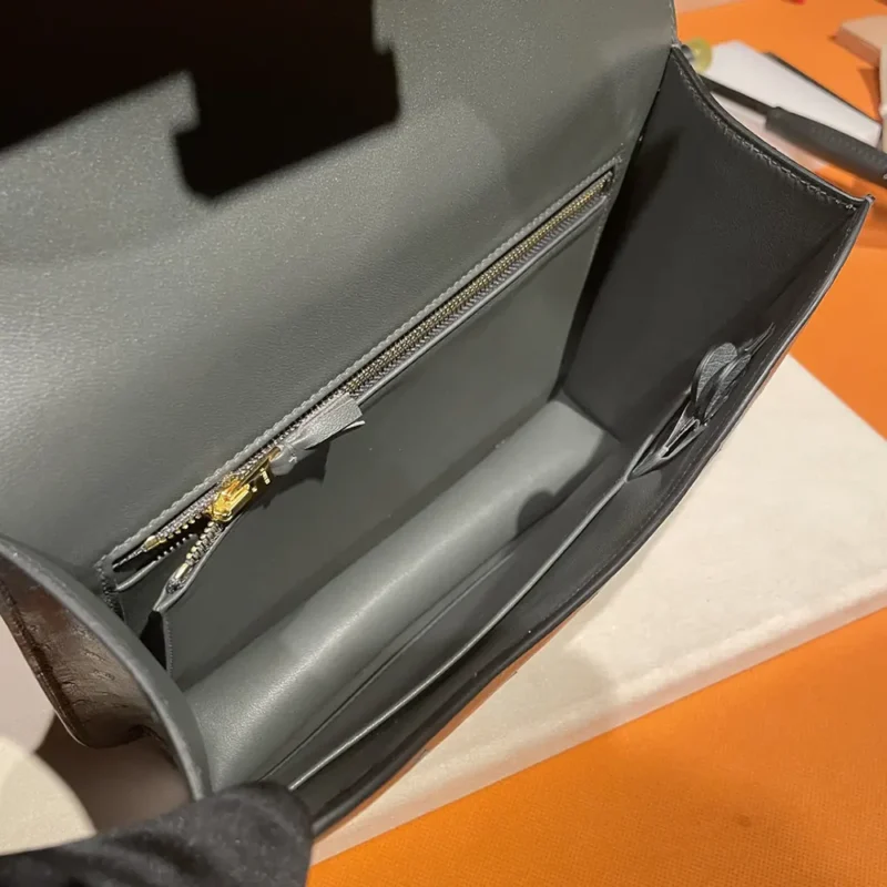 Hermes Women Constance 24 Bag Nata Ostrich Leather-Silver/Gold