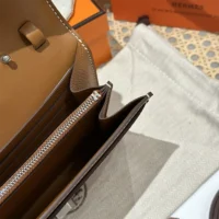 Hermes Women Constance Long To Go in Epsom Leather-Brown/Silver