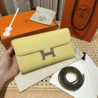 Hermes Women Constance Long To Go in Epsom Leather-Yellow/Gold