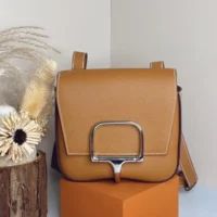Hermes Women Della Cavalleria Mini Bag Epsom Leather-Brown/Silver
