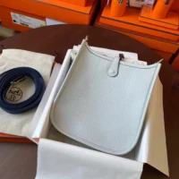 Hermes Women Evelyne 16 Amazone in Clemence Leather-Light Blue