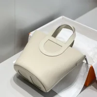 Hermes Women In the Loop 18 Handbag Clemence Leather-White/Silver