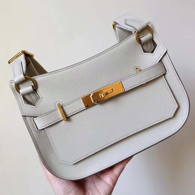 Hermes Women Jyspiere in Evercolor Leather-White/Gold H084047CCAI