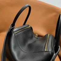 Hermes Women Lindy 26 in Clemence Leather-Black/Gold