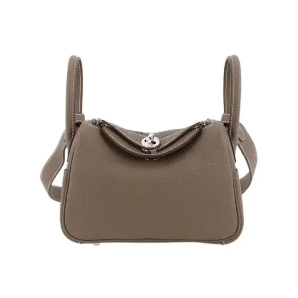Hermes Women Lindy Mini 19 in Clemence Leather-Etoupe