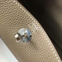 Hermes Women Lindy Mini 19 in Clemence Leather-Etoupe
