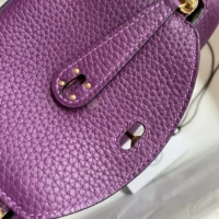 Hermes Women Lindy Mini 19 in Clemence Leather-Purple/Gold