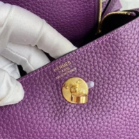 Hermes Women Lindy Mini 19 in Clemence Leather-Purple/Gold