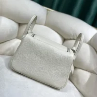 Hermes Women Lindy Mini 19 in Clemence Leather-White