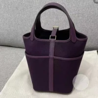 Hermes Women Picotin Lock 18 Pockets in Goeran Canvas Leather-Purple