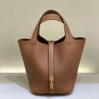 Hermes Women Picotin Lock 18cm in Cowhide leather-Brown