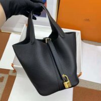 Hermes Women Picotin Lock 22cm in Cowhide leather-Black