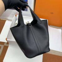Hermes Women Picotin Lock 22cm in Cowhide leather-Black