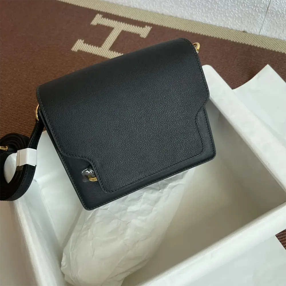 Hermes Women Roulis Mini Bag in Evergrain Calfskin-BlackGold (8) Hermes Women Roulis Mini Bag in Evergrain Calfskin-Black