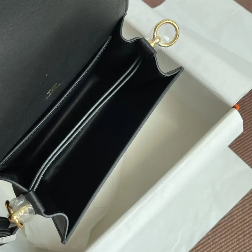 Hermes Women Roulis Mini Bag in Evergrain Calfskin-BlackGold (9) Hermes Women Roulis Mini Bag in Evergrain Calfskin-Black