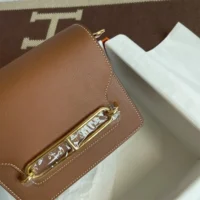 Hermes Women Roulis Mini Bag in Evergrain Calfskin-Brown
