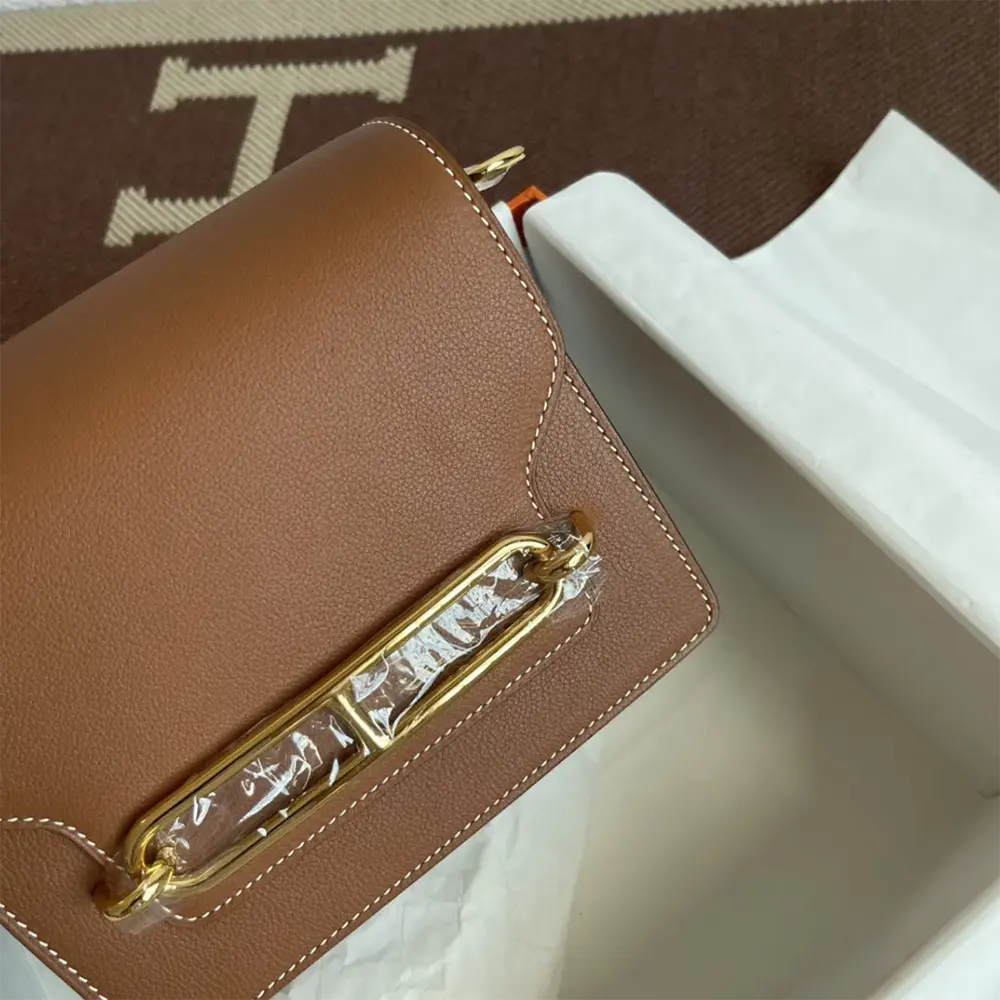 Hermes Women Roulis Mini Bag in Evergrain Calfskin-BrownGold (5) Hermes Women Roulis Mini Bag in Evergrain Calfskin-Brown