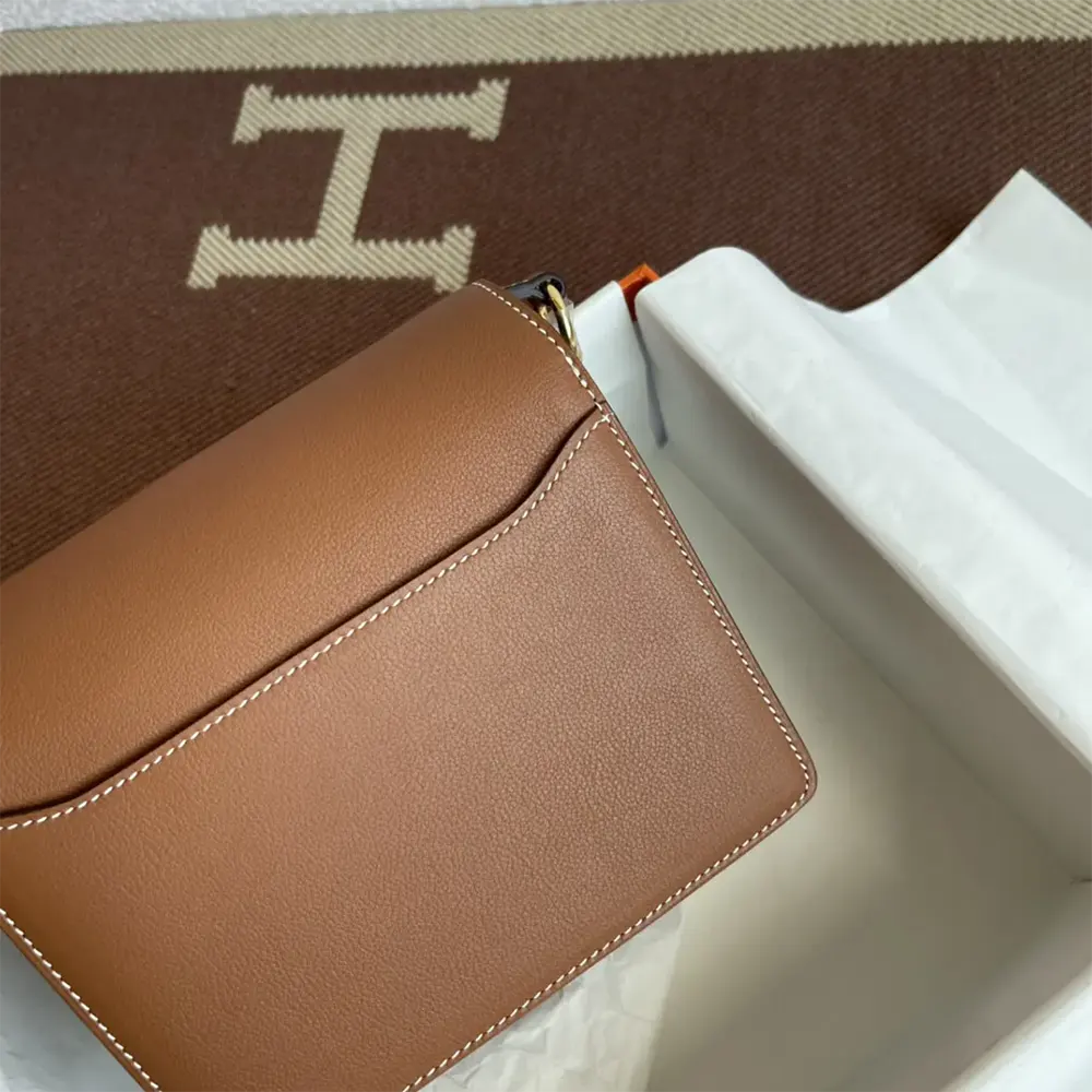 Hermes Women Roulis Mini Bag in Evergrain Calfskin-BrownGold (6) Hermes Women Roulis Mini Bag in Evergrain Calfskin-Brown