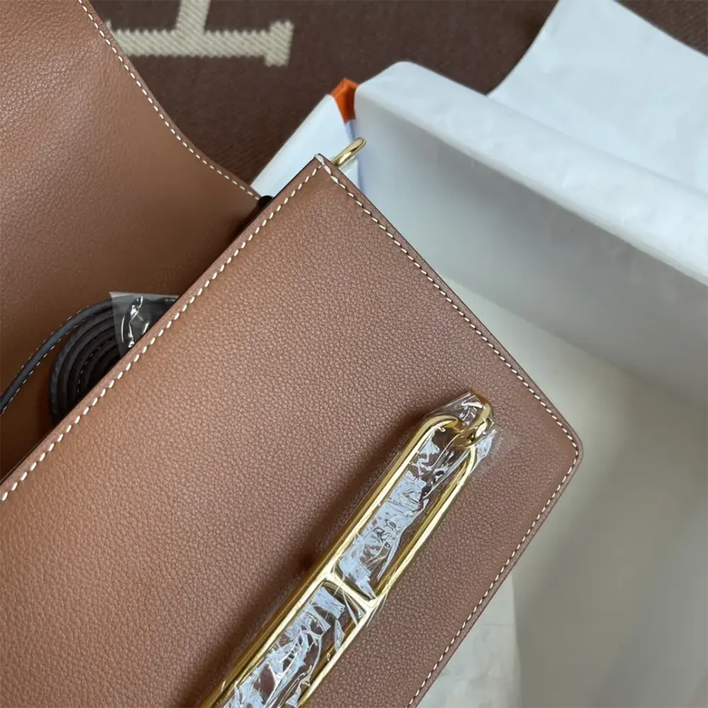 Hermes Women Roulis Mini Bag in Evergrain Calfskin-BrownGold (9) Hermes Women Roulis Mini Bag in Evergrain Calfskin-Brown