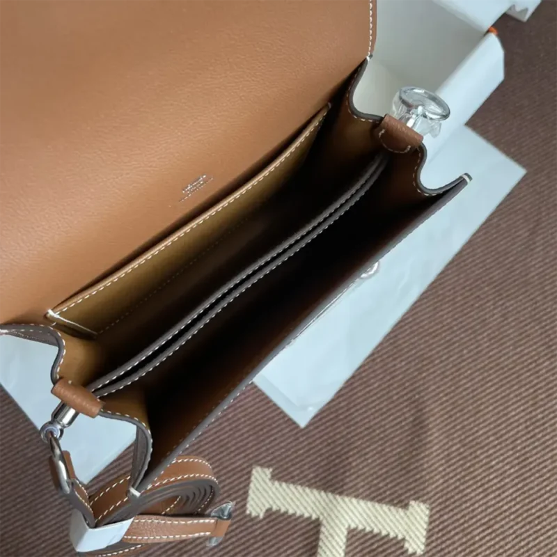 Hermes Women Roulis Mini Bag in Evergrain Calfskin-Brown