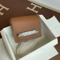 Hermes Women Roulis Mini Bag in Evergrain Calfskin-Brown