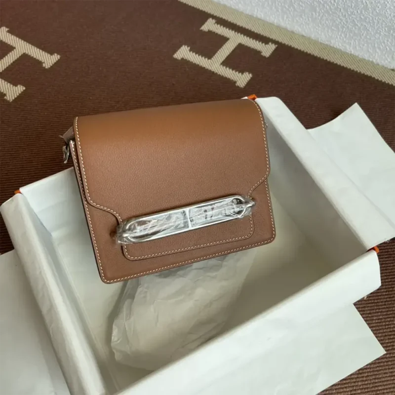 Hermes Women Roulis Mini Bag in Evergrain Calfskin-Brown