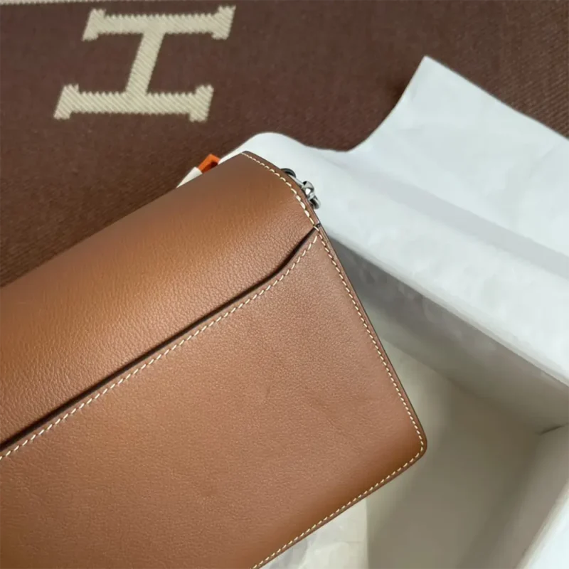 Hermes Women Roulis Mini Bag in Evergrain Calfskin-Brown