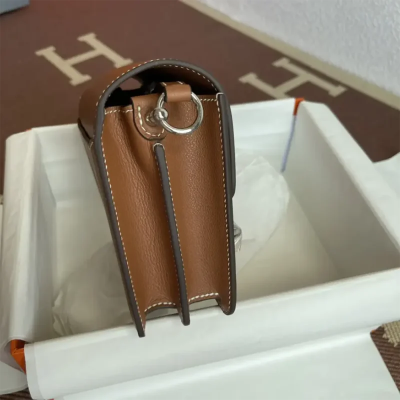 Hermes Women Roulis Mini Bag in Evergrain Calfskin-Brown