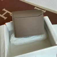 Hermes Women Roulis Mini Bag in Evergrain Calfskin-Gray/Gold