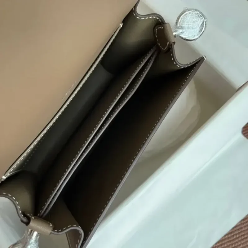 Hermes Women Roulis Mini Bag in Evergrain Calfskin-Gray/Silver