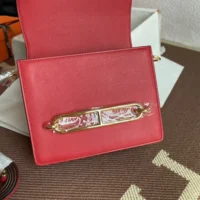 Hermes Women Roulis Mini Bag in Evergrain Calfskin-Red